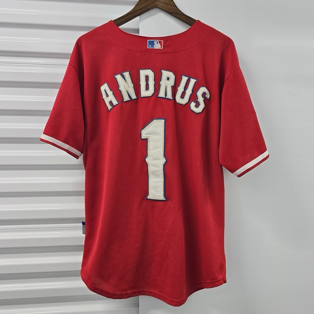 Texas Rangers Elvis Andrus #1 Jersey Majestic Cool Base World Series Size‎ 52